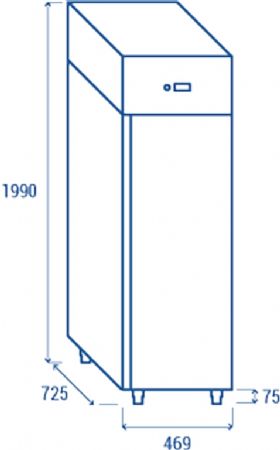 Armoire rfrigre GN 1/1 ventile ngative -22C -18C 1 porte 235 L inox - 469x725x2060 mm