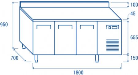 Dsserte rfrigre ngative -22C -18C 3 portes 400 L avec dosseret