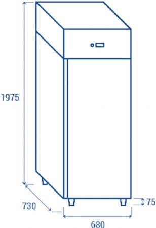 Armoire rfrigre ventile ngative -22C -18C 1 porte 450 L inox - 680x730x2045 mm