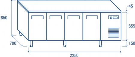 Dsserte rfrigre ngative -22C -18C 4 portes 570 L