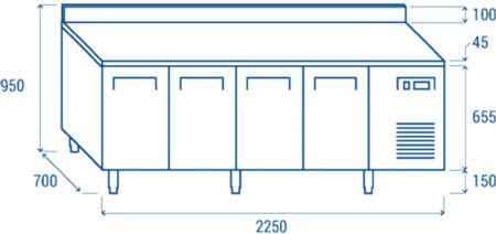 Dsserte rfrigre ngative -22C -18C 4 portes 570 L avec dosseret