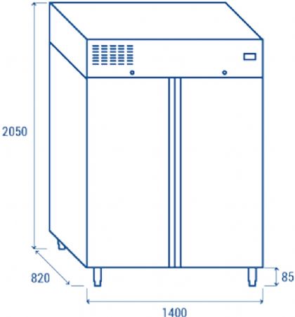 Armoire patissire 600x400 positive +2C  +8C  2 portes inox 1105L - 1400x820x2050 mm