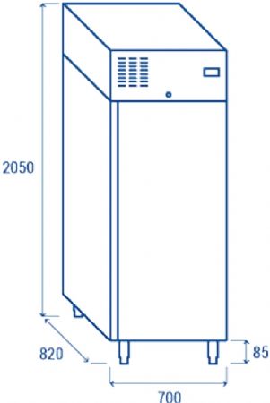 Armoire patissire 600x400 positive +2C  +8C  1 porte inox 550L - 700x820x2050 mm