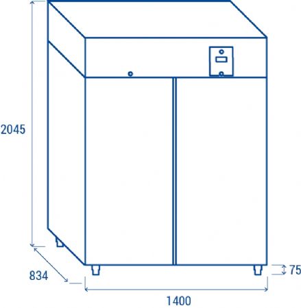 Rfrigrateur positif -2  +8C tropicalis 2 portes GN 2/1 inox 1300L - Classe A