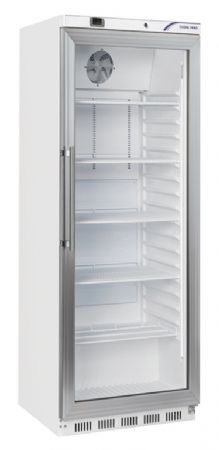 Armoire rfrigre positive +3 / +10 professionnelle blanche 1 porte vitre 400 litres gaz r600a - 600x675x1890 mm