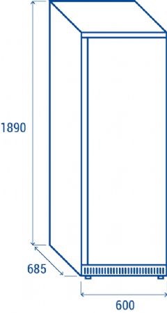 Armoire rfrigre positive +2 / +10 professionnelle grise 1 porte pleine 400 litres gaz r600a - 600x675x1890 mm