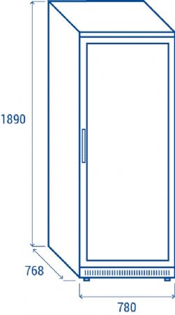 Armoire rfrigre positive +3 / +10 professionnelle grise 1 porte vitre 600 litres gaz r600a - 780x758x1895 mm