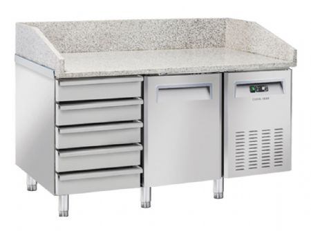 Meuble  pizza 600x400 1 porte + 5 tiroirs spcial pizza inox 220L - 1900x800x1040 mm