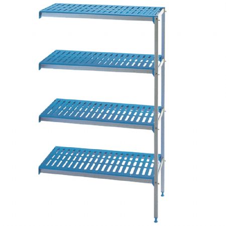 Rayonnage angulaire en aluminium anodis GN 4 niveaux  - 4435 x 500 x 1750mm