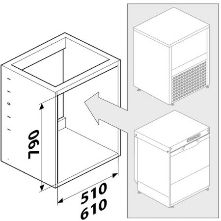 lment d'insertion pour machines glace lave-verres pro - 550x900x690 mm