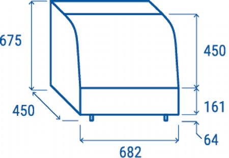 Vitrine de comptoir rfrigre cadre noir vitre incurve 100L - 682x450x675 mm