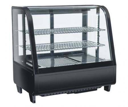 Vitrine de comptoir rfrigre cadre noir vitre incurve 100L - 682x450x675 mm