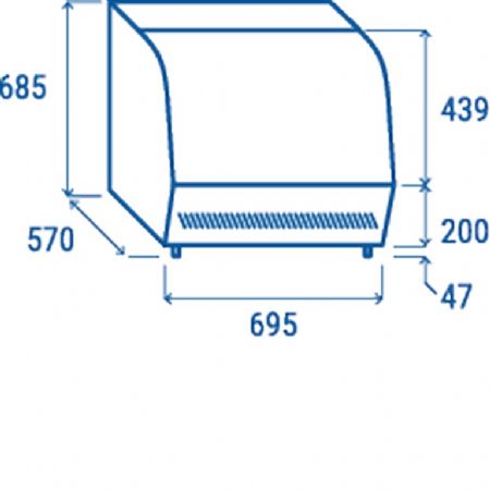 Vitrine de comptoir rfrigre cadre noir vitre incurve 120L - 695x570x685 mm