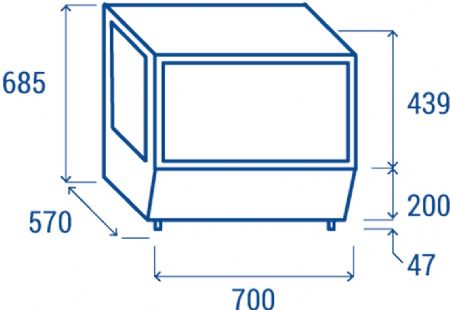 Vitrine de comptoir rfrigre vitre droite +1C/+12C - 700x570x685 mm