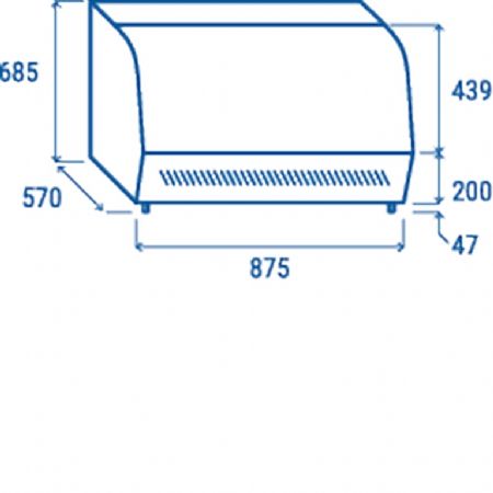 Vitrine de comptoir rfrigre cadre noir vitre incurve 160L - 875x570x685 mm