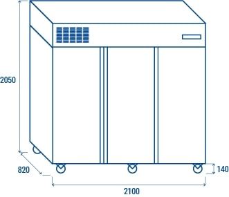 Rfrigrateur 2 portes vitres    12 x GN2/1 -  2100x820x2050 mm R290