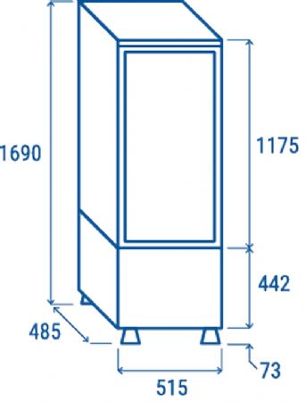 Vitrine rfrigre verticale positive +2C  +12C  cadre blanc et vitre plate 235L - 515x485x1690 mm