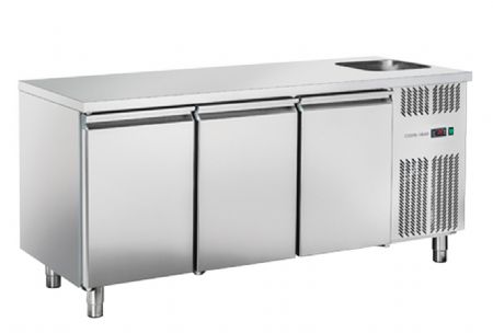 Table rfrigre positive 0C  +8C  3 portes avec vier GN1/1 inox 460L - 1780x700x850 mm