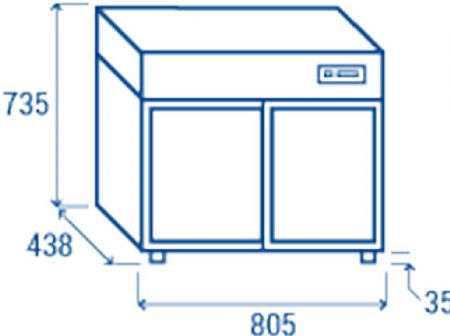 Vitrine de comptoir rfrigre verticale 101L - 805x438x770 mm