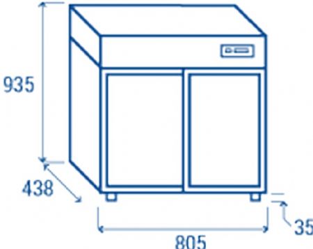 Vitrine de comptoir rfrigre verticale 177L - 805x438x970 mm