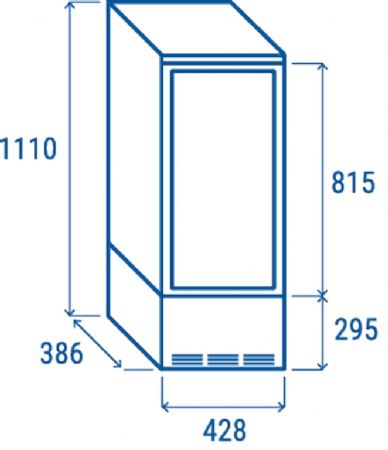 Vitrine rfrigre verticale positive +2C  +12C  cadre blanc et vitre plate 98L - 428x386x1110 mm