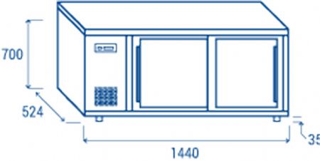 Vitrine de comptoir rfrigre horizontale 300L - 1440x524x575 mm