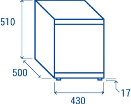 Mini-bar pour 1 porte vitre incurve noir 52L - 430x500x510 mm