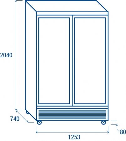 Vitrine pour boissons 2 portes vitres  1000 litres 1253x740x2040 mm R290