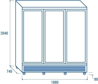 Vitrine pour boissons 3 portes vitres 1600 litres 1880x740x2040 mm R290