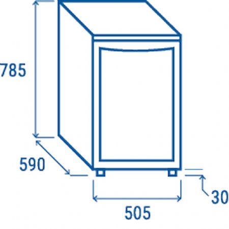 Cave  vins noire 1 porte vitre 85L - 505x590x785 mm