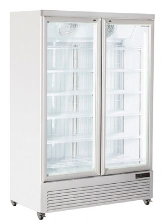 Conglateur vertical blanc 2 portes vitres 1080 L - 1340x760x2030 mm