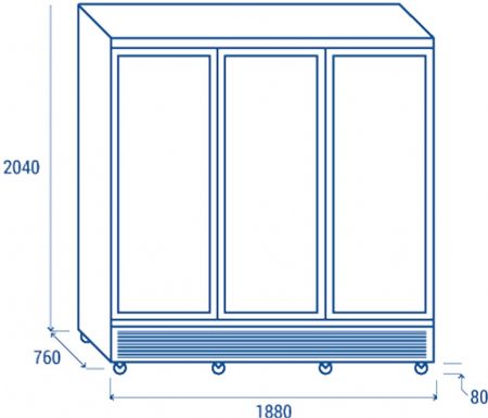 Conglateur vertical blanc 3 portes vitres chauffante 1200L - 1880x760x2030 mm