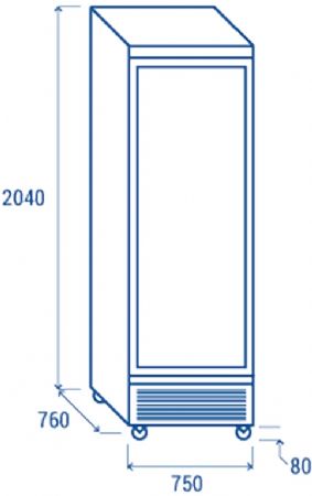 Conglateur vertical noir 1 porte vitre 560L - 750x760x2030 mm