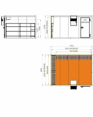 Ensemble Chambre froide avec groupe positive  0/+10C 80 mm paisseur - 3990x2990x2160 mm