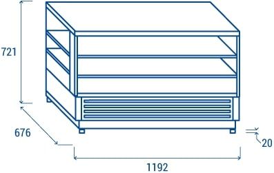 Vitrine pour comptoir  patisseire panoramique 280 litres 1192x676x721 mm R290