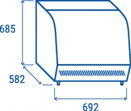 Vitrine de comptoir pour aliments chauds vitre incurve 120L - 692x582x685 mm