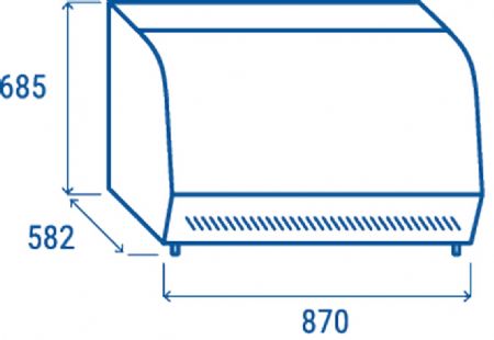 Vitrine de comptoir pour aliments chauds vitre incurve 160L - 870x582x685 mm