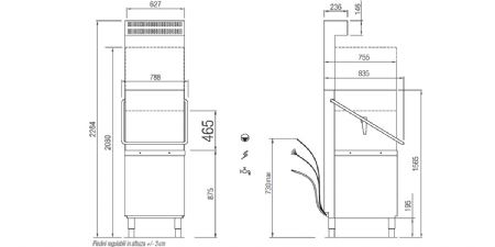 Lave-vaisselle professionnel  capot panier 500x600 mm - capacit 22 assiettes