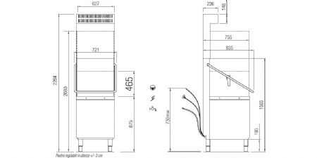 Lave-vaisselle professionnel  capot panier 500x500 mm