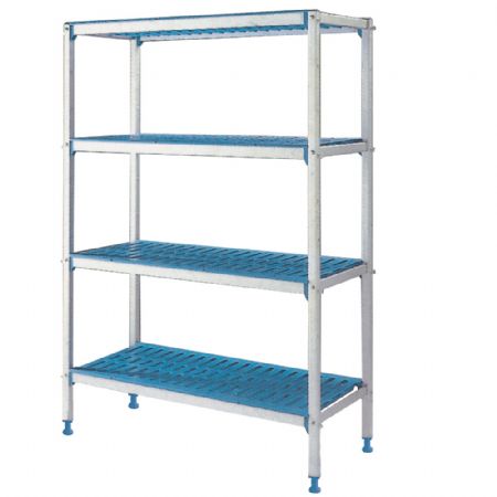 Rayonnage linaire en aluminium anodis GN 4 niveaux  - 2235 x 500 x 1750mm