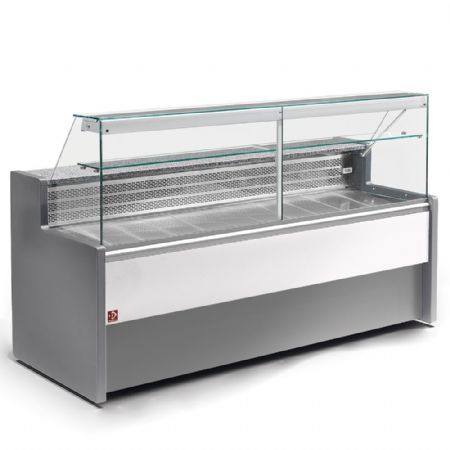 Vitrine de comptoir rfrigr  vitre droite 90, avec rserve - GRIS/BLANC 1000x800x1220 mm