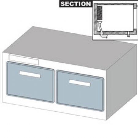 Rserve comptoir vitrine, rfrigration statique, 2 gros tiroirs, avec groupe 1100x650x475 mm