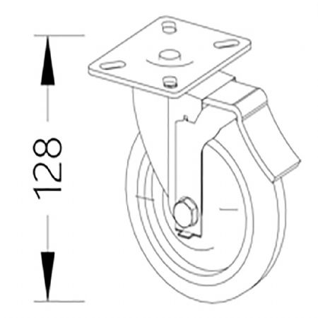 Option: Roue avec support pivotant et frein