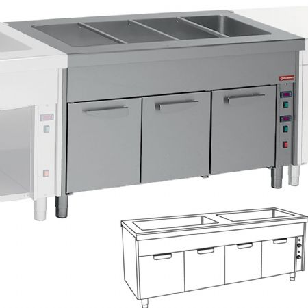 Elment bain-marie sur armoire chauffante 2x 3 GN 1/1 2250x800x900 mm