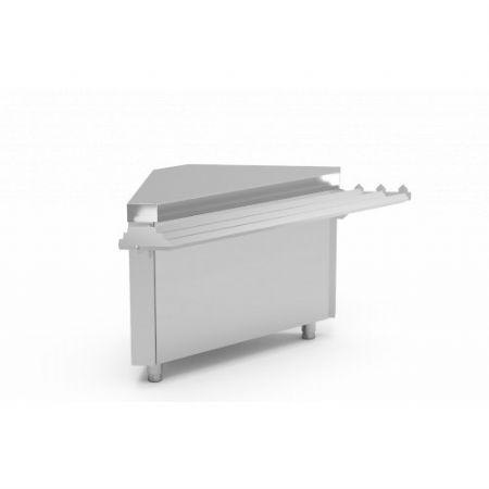 Meuble d'angle neutre inox ouvert  90 - 1205x585x850 mm