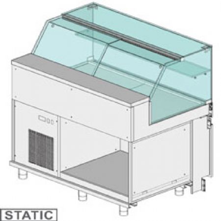 Comptoir vitrine rfrigr EN & GN, vitre basse, statique, sans rserve 1300x890x1182 mm