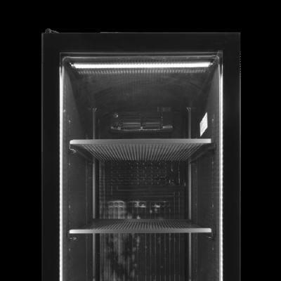 Armoire rfrigre positive toute noire avec 1 porte vitre charnires  gauche 350 L - 595 x 595 x 1990 mm