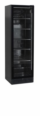 Vitrine rfrigre positive toute noire avec 1 porte vitre battante sans cadre 350 L - 595 x 595 x 1990 mm