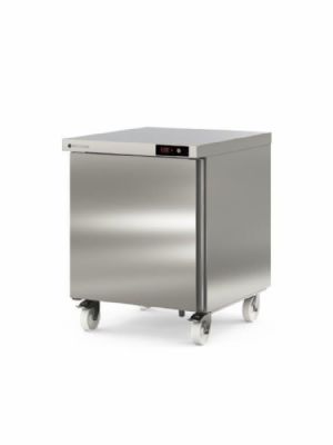 Meuble inox mobile froid positif haut rendement avec 1 porte pleine - 701x805x915 mm