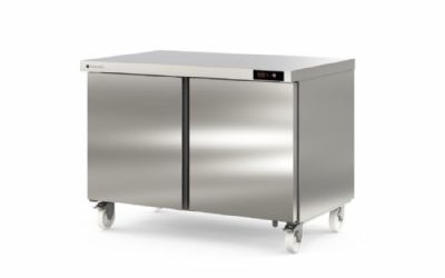 Meuble inox mobile froid positif haut rendement avec 2 portes pleines - 1228x805x915 mm